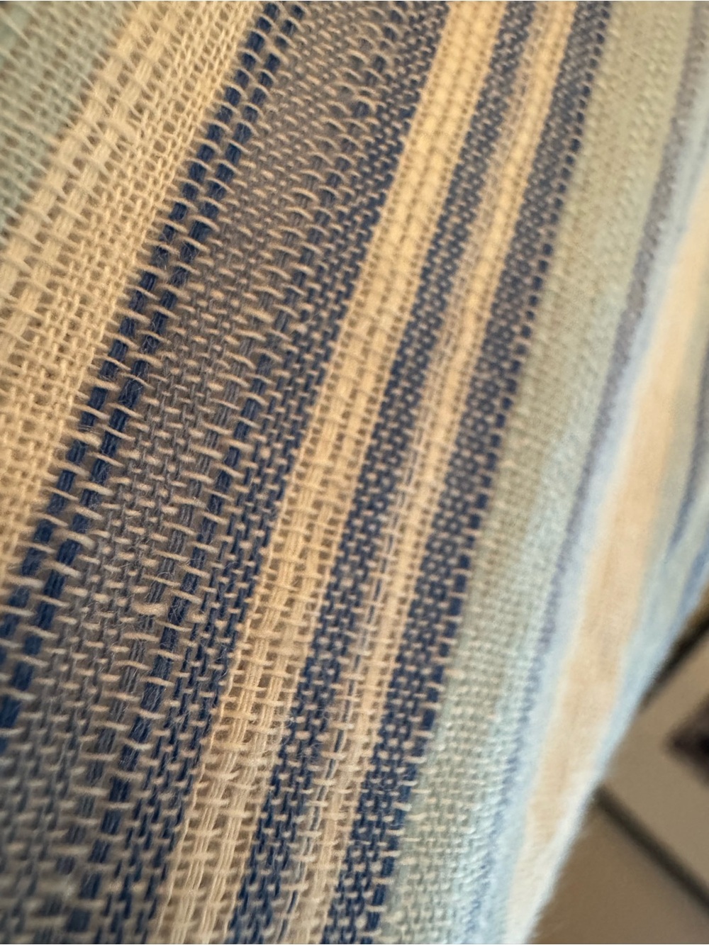 Ronni Nicole Sleeveless Linen Blend Babydoll Dress Blue White Stripes Ruffle LRG - Picture 4 of 11